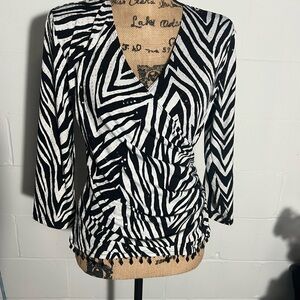 Black and White y2k Zebra Print Women's Top